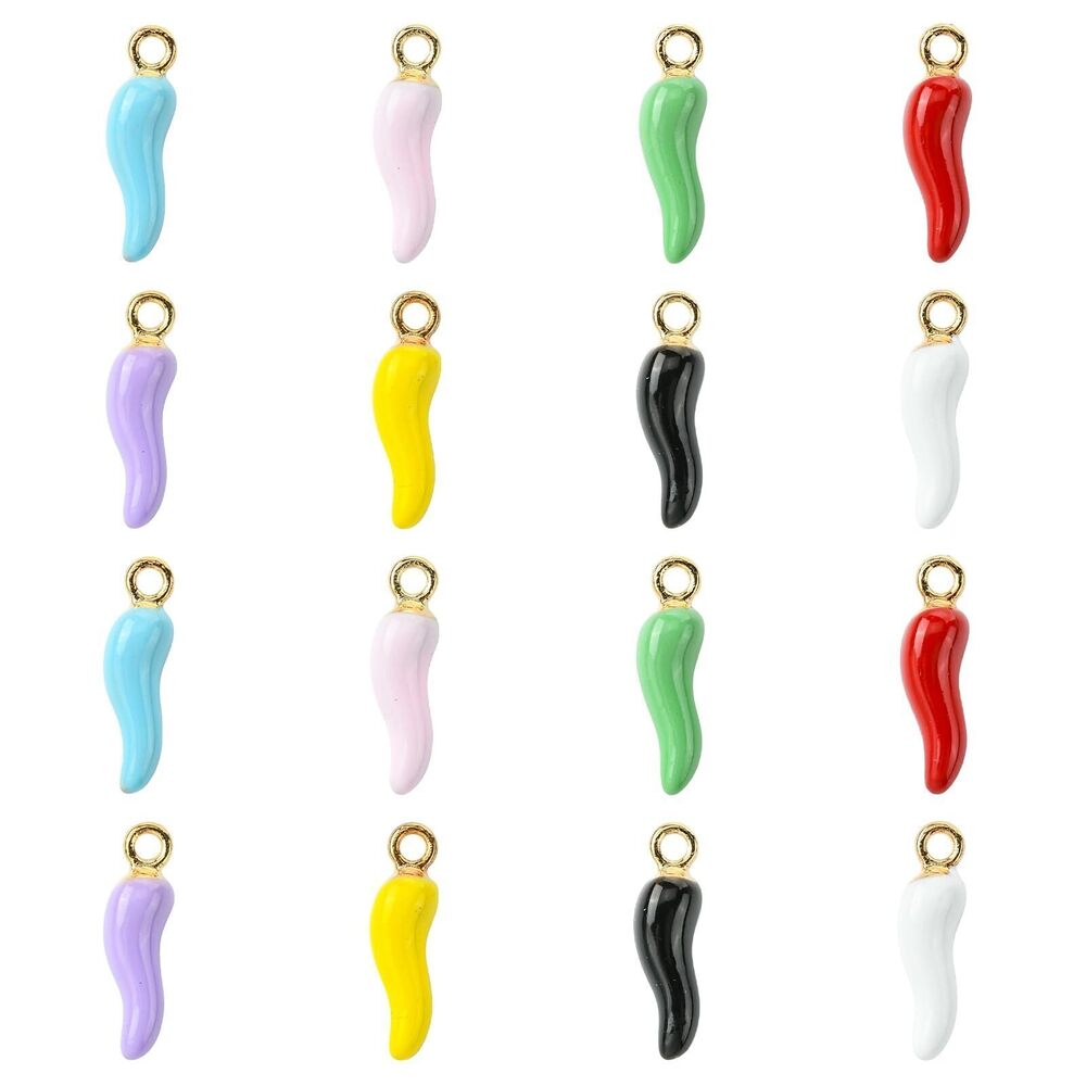 5423 40Pcs Colorful Chili Pepper Charms 8 Colors Vegetable Italian Horn